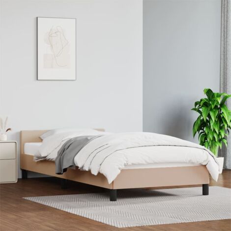 Letto Singolo 1 piazze - Giroletto con Testiera Cappuccino 90x200 cm in Similpelle Comodo & Moderno 8780