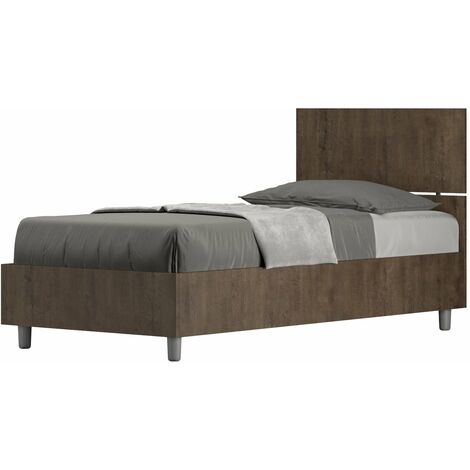 Letto Singolo 80x190 cm con Rete Demas Testata Dritta Noce