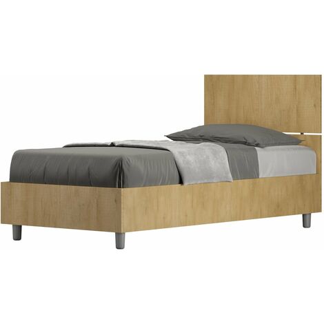 Letto Singolo 80x190 cm con Rete Demas Testata Dritta Quercia