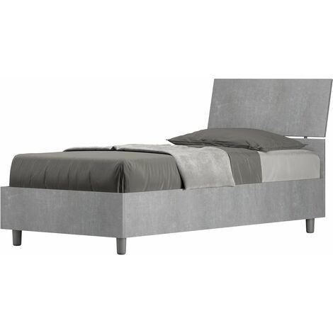 Letto Singolo 80x190 cm con Rete Demas Testata Inclinata Cemento