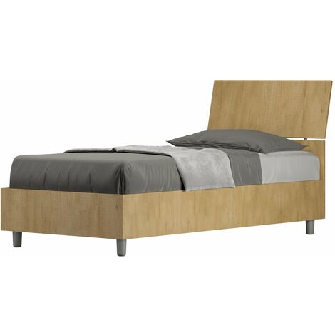 Letto Singolo 80x190 cm con Rete Demas Testata Inclinata Quercia