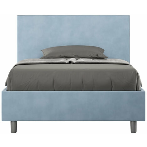 Letto Singolo 80x190 cm con Rete e Contenitore Adele Azzurro