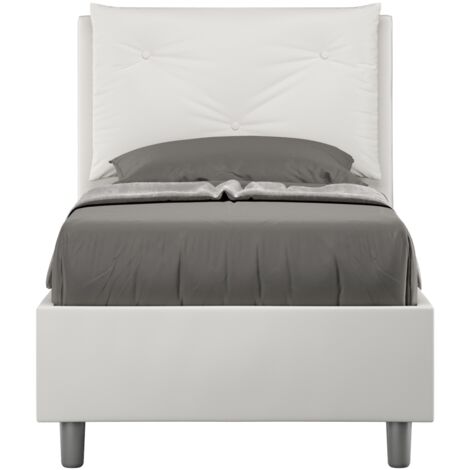 Letto Singolo 80x190 cm con Rete e Contenitore Appia Bianco