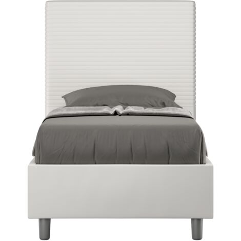 Letto Singolo 80x190 cm con Rete e Contenitore Focus Bianco