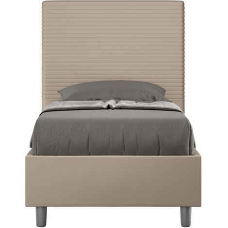 Letto Singolo 80x190 cm con Rete e Contenitore Focus Tortora