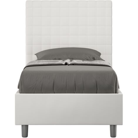 Letto Singolo 80x190 cm con Rete e Contenitore Sunny Bianco