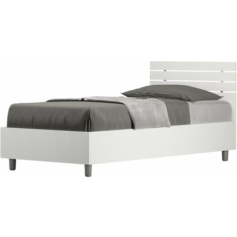 Letto Singolo 80x190 cm Senza Rete Ankel Testata Doghe Dritta Bianco Frassino