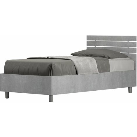 Letto Singolo 80x190 cm Senza Rete Ankel Testata Doghe Dritta Cemento