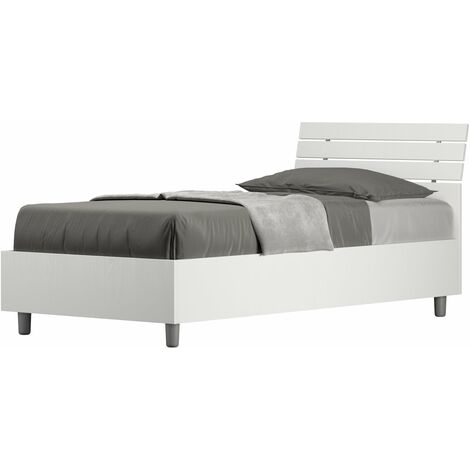 Letto Singolo 80x190 cm Senza Rete Ankel Testata Doghe Inclinata Bianco Frassino
