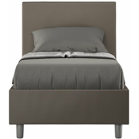 Letto Singolo 80x200 cm con Rete e Contenitore Adele Cappuccino