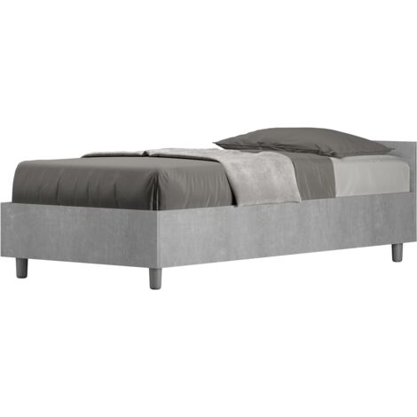 Letto Singolo 80x200 cm con Rete e Contenitore Nuamo Grigio