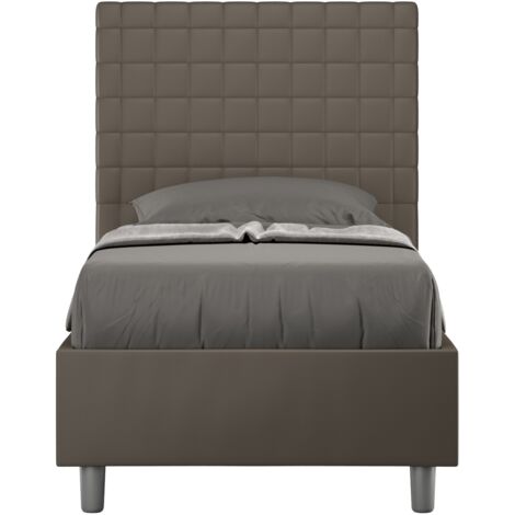 Letto Singolo 80x200 cm con Rete e Contenitore Sunny Cappuccino