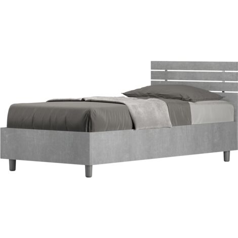 Letto Singolo 80x200 cm con Rete Testata Dritta Ankel Grigio