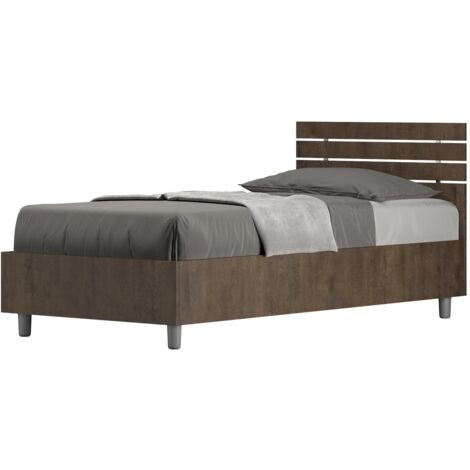 Letto Singolo 80x200 cm con Rete Testata Dritta Ankel Noce