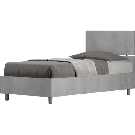 Letto Singolo 80x200 cm con Rete Testata Dritta Demas Grigio