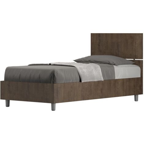 Letto Singolo 80x200 cm con Rete Testata Dritta Demas Noce