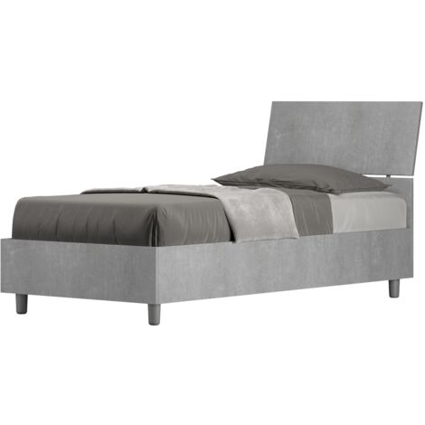 Letto Singolo 80x200 cm con Rete Testata Inclinata Demas Grigio