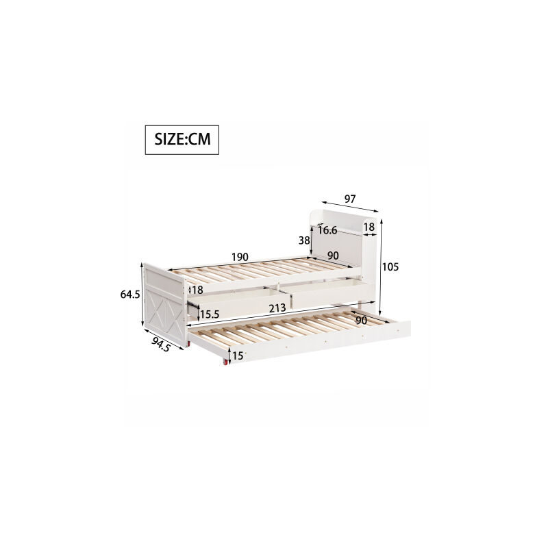 Letto singolo 90x190 in pino massiccio