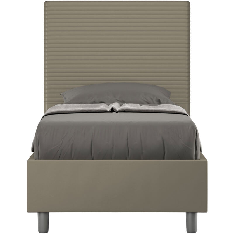 Letto con rete imbottito 90x190 similpelle cappuccino Focus