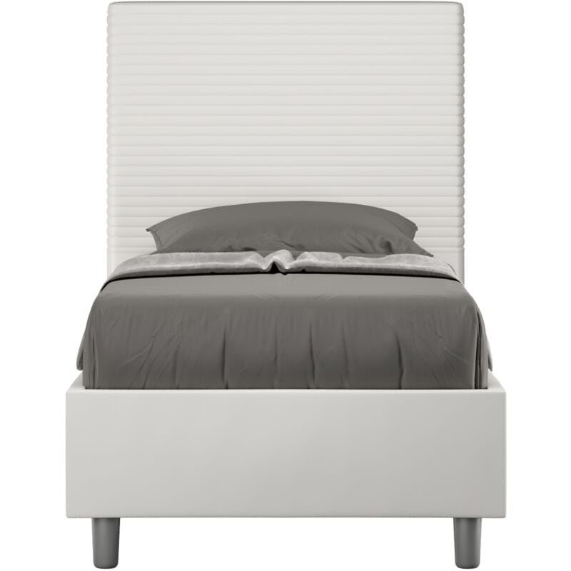 Letto con rete imbottito 90x190 similpelle bianco Focus