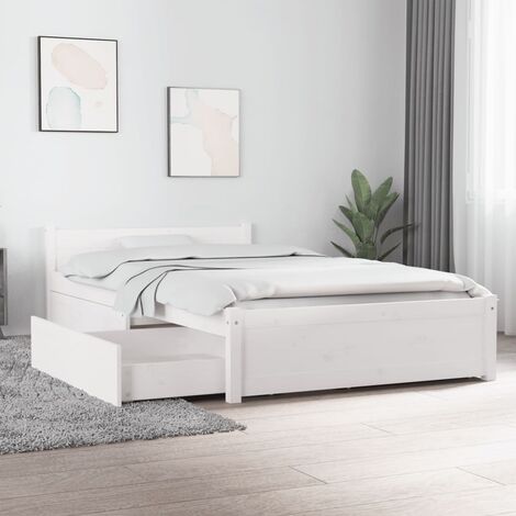 MAISON CHIC Letto singolo - 90x200cm,Struttura Letto Giroletto con Cassetti Bianco KDLO888811 MaisonChic