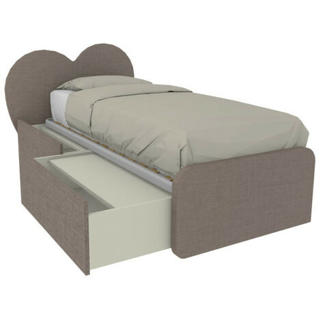 Letto singolo a cuore 80x190 con cassetti - Grigio fumo