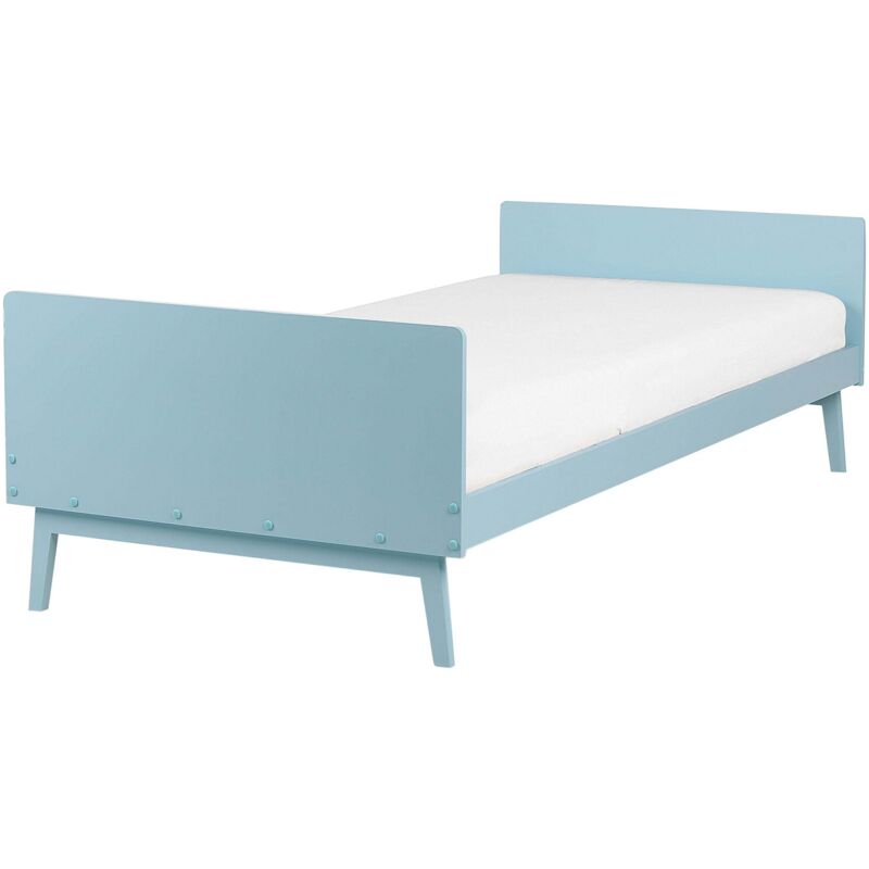 Beliani Letto Singolo A Doghe In Legno Di Pino Azurro 90 X 200 Cm B...