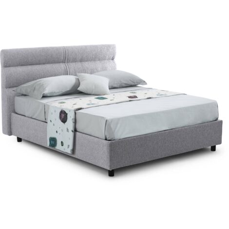 Letto Singolo Brenta, Sfoderabile, Contenitore Made in Italy, Grigio