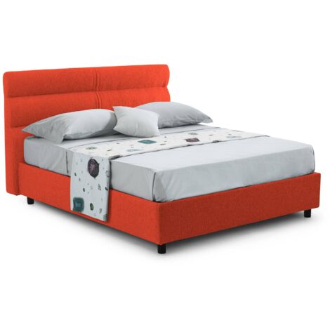 Letto Singolo Brez, Sfoderabile, Contenitore Made in Italy, Arancione
