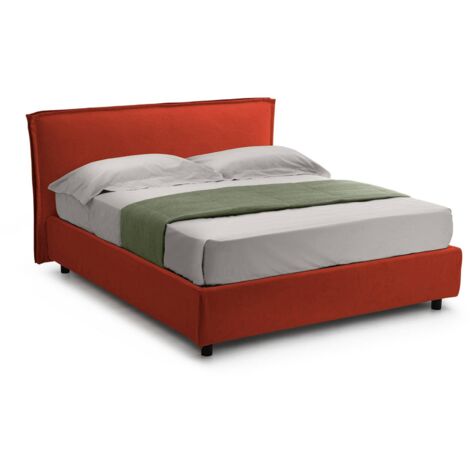 Letto Singolo Bruino, Sfoderabile, Contenitore Made in Italy, Arancione