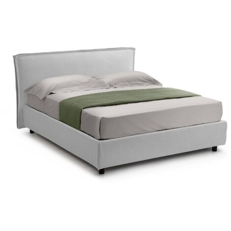 Letto Singolo Bruino, Sfoderabile, Contenitore Made in Italy, Bianco