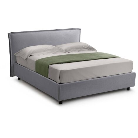 Letto Singolo Bruino, Sfoderabile, Contenitore Made in Italy, Grigio