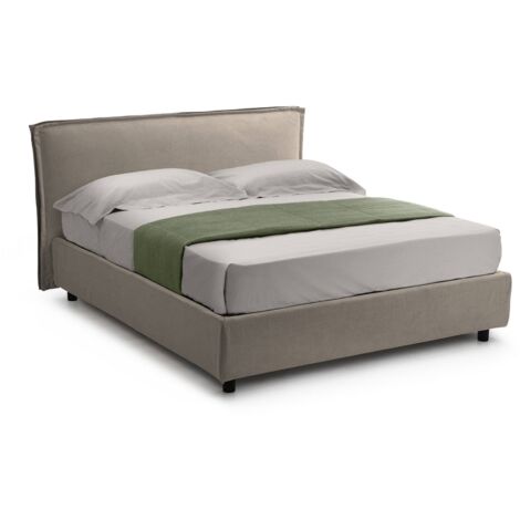 Letto Singolo Bruino, Sfoderabile, Contenitore Made in Italy, Grigio Tortora