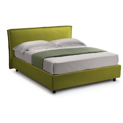 Letto Singolo Brusson, Sfoderabile, Contenitore Made in Italy, Verde