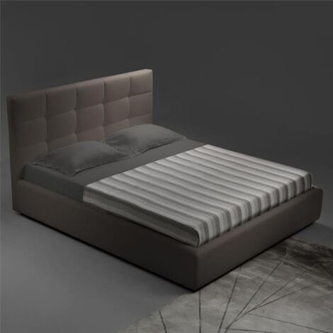 Letto singolo con contenitore Napoli ecopelle colore tortora