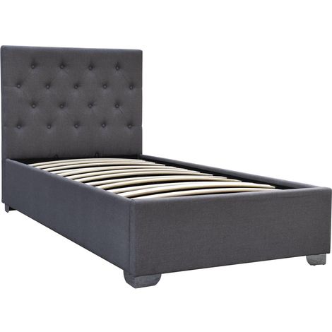 HABITAT ET JARDIN Letto singolo con contenitore TINO - 90 × 190 cm - Grigio