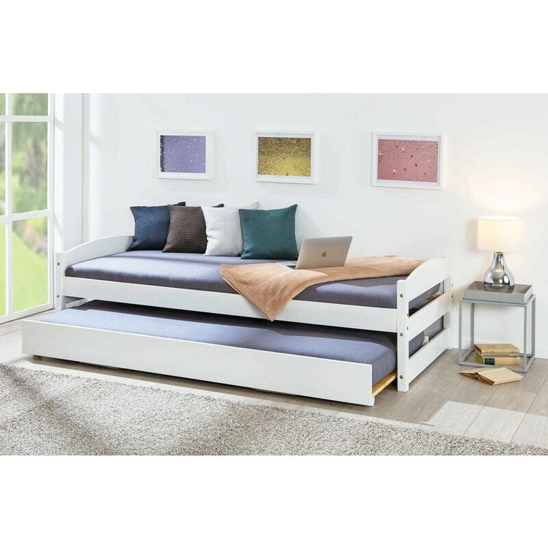 Letto Singolo Con Secondo Letto A Scomparsa.Letto Singolo Con Letto Estraibile 90x200 A Doghe A Scomparsa Bianco Salvaspazio 29040260mm