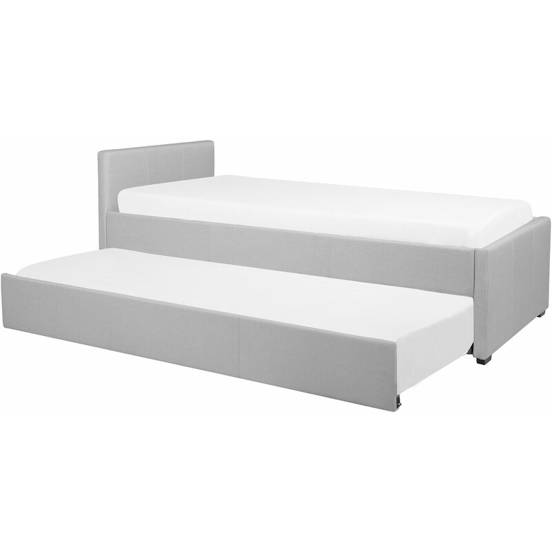 Beliani - Divano Letto Estraibile in Tessuto Grigio Chiaro Rete a Doghe 90 x 200 cm Marmande