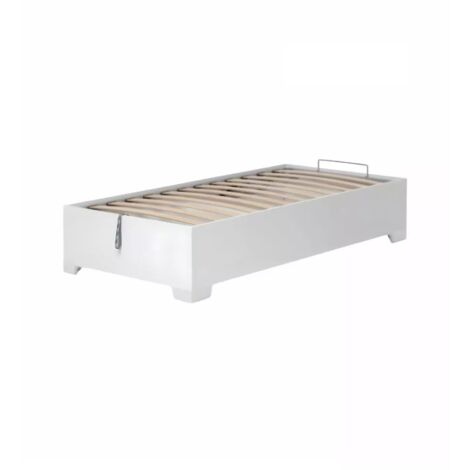 letto singolo contenitore con piedini "bed box" bianco 90x190 cm