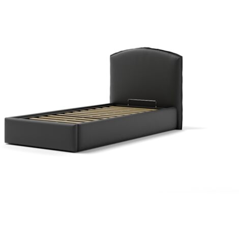 letto singolo contenitore "moon" in ecopelle nero 90x190 cm