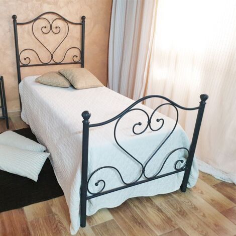 Letto singolo ferro battuto Papavero colore nero oro