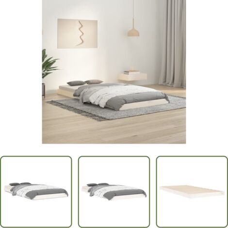 Letto singolo -  Giroletto Bianco 90x190 cm Single in Legno Massello di Pino