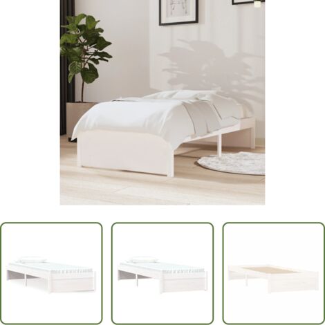 Letto singolo -  Giroletto Bianco in Legno Massello 75x190 cm Small Single