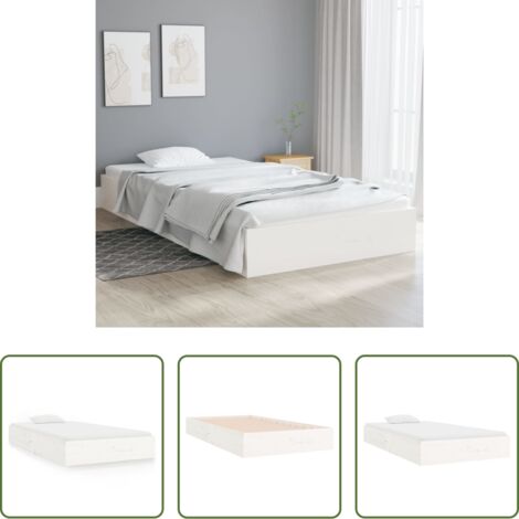 Letto singolo -  Giroletto Bianco in Legno Massello 90x200 cm