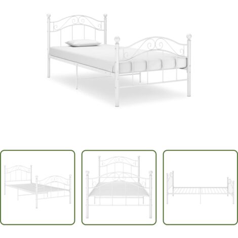 Letto singolo -  Giroletto Bianco in Metallo 100x200 cm