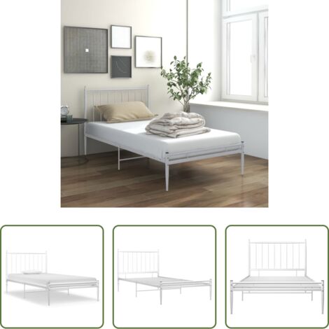 Letto singolo -  Giroletto Bianco in Metallo 90x200 cm