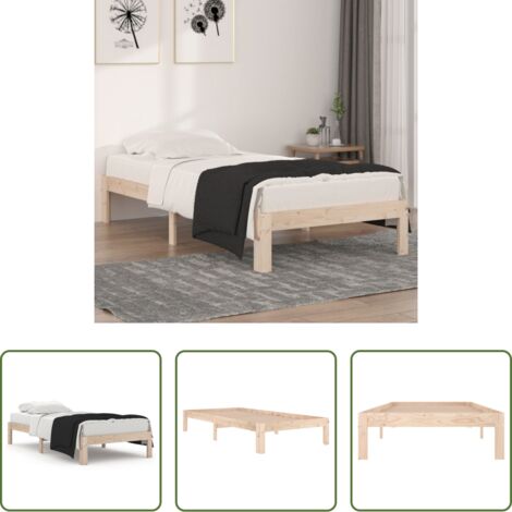 Letto singolo -  Giroletto in Legno Massello 90x190 cm Single