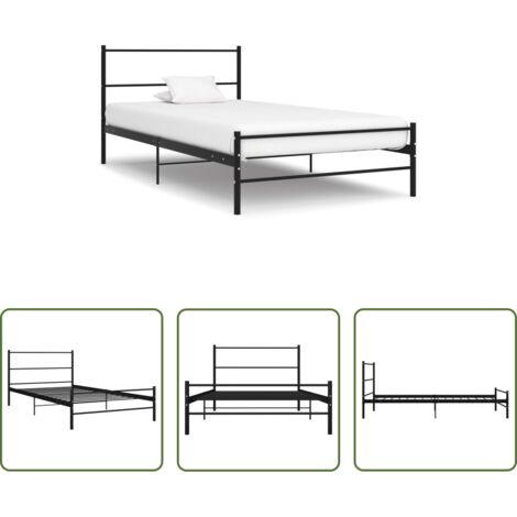 Letto singolo -  Giroletto Nero in Metallo 100x200 cm