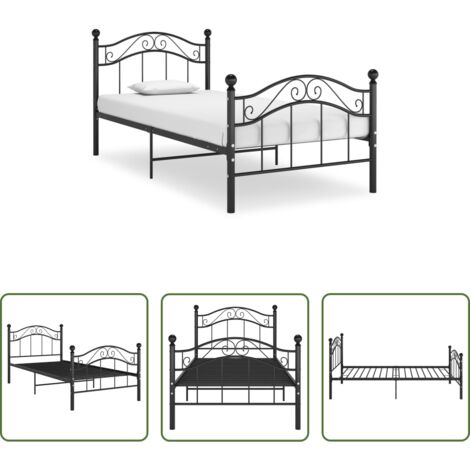 Letto singolo -  Giroletto Nero in Metallo 90x200 cm