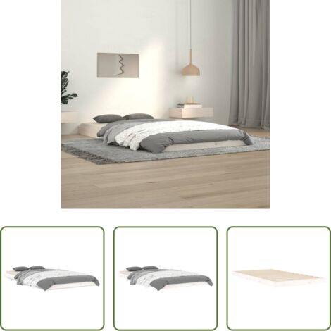 Letto singolo -  Giroletto senza Materasso Bianco 100x200 cm Legno Massello Pino